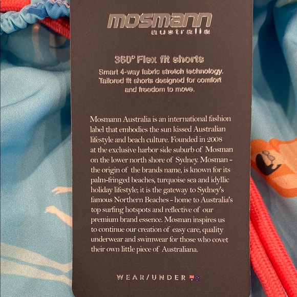 NWT Men’s Australian Brand Mosmann Pool Print Blue Swim Trunks - Picture 3 of 13